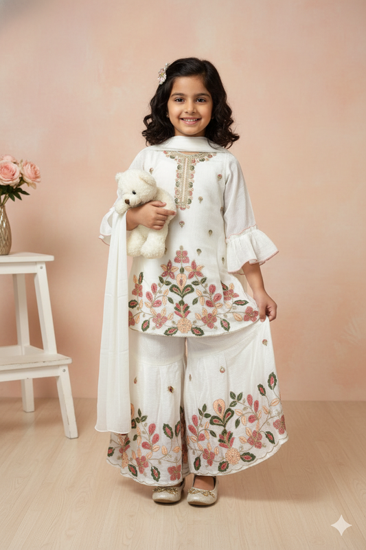 Aafreen Floral Ivory Sharara Suit