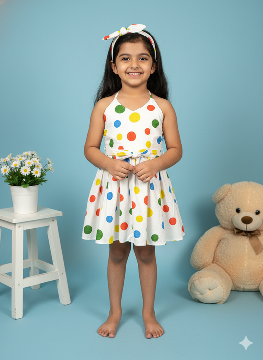 Baby Girl Multi-Color Polka Dot Halter Dress