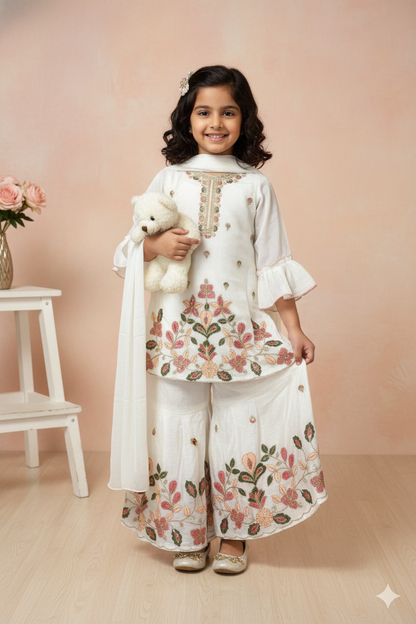 Aafreen Floral Ivory Sharara Suit