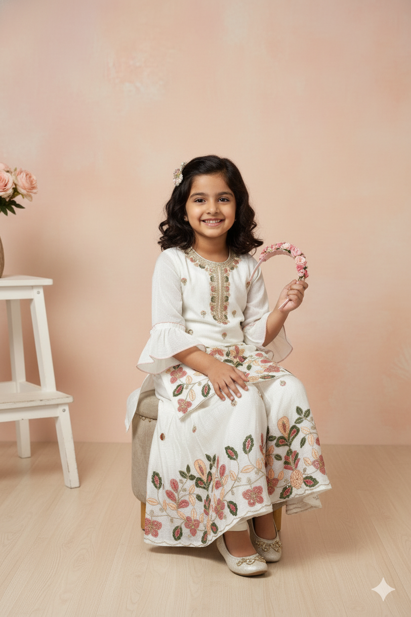 Aafreen Floral Ivory Sharara Suit