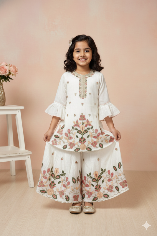 Aafreen Floral Ivory Sharara Suit