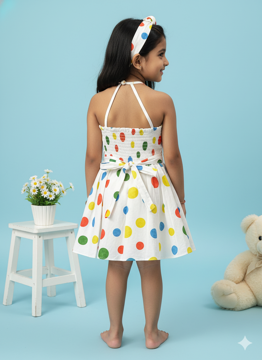 Baby Girl Multi-Color Polka Dot Halter Dress