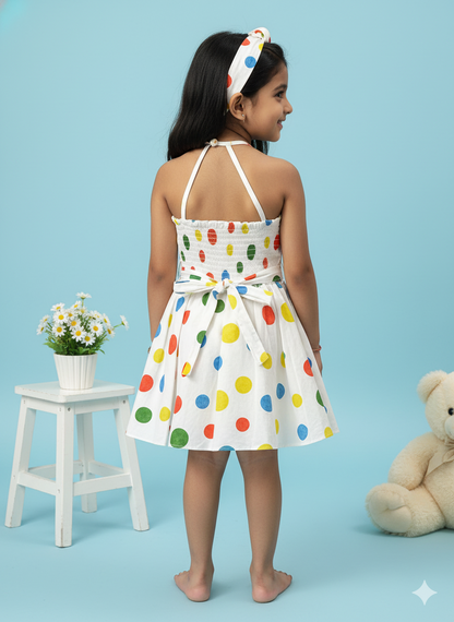 Baby Girl Multi-Color Polka Dot Halter Dress