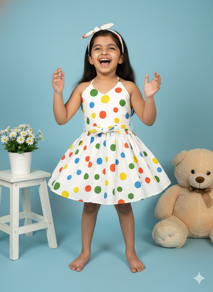 Baby Girl Multi-Color Polka Dot Halter Dress
