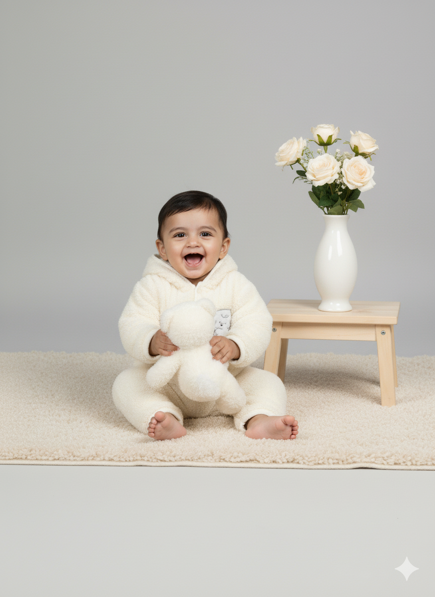 Fluffy Bear Winter Hoodie Set – Sunny Lemon