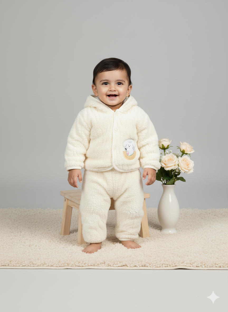 Fluffy Bear Winter Hoodie Set – Sunny Lemon