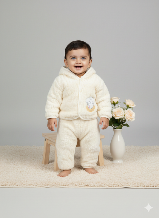 Fluffy Bear Winter Hoodie Set – Sunny Lemon