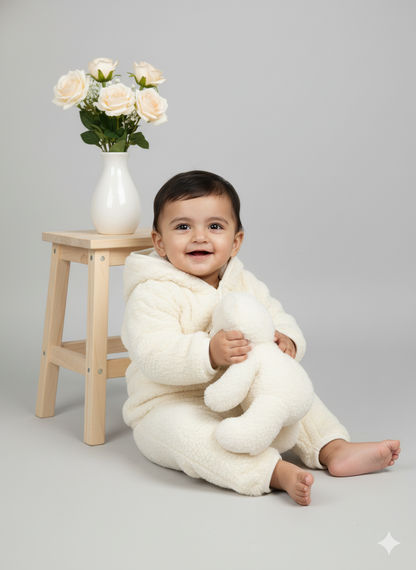 Fluffy Bear Winter Hoodie Set – Sunny Lemon