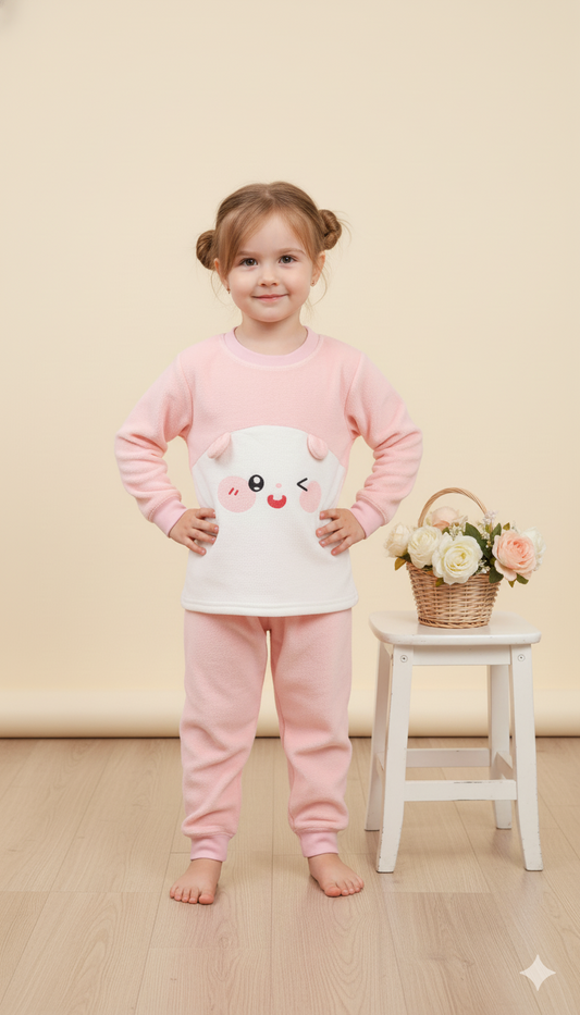 Cuddle Bunny Cozy Nightwear Set- Blush Pink Bunny