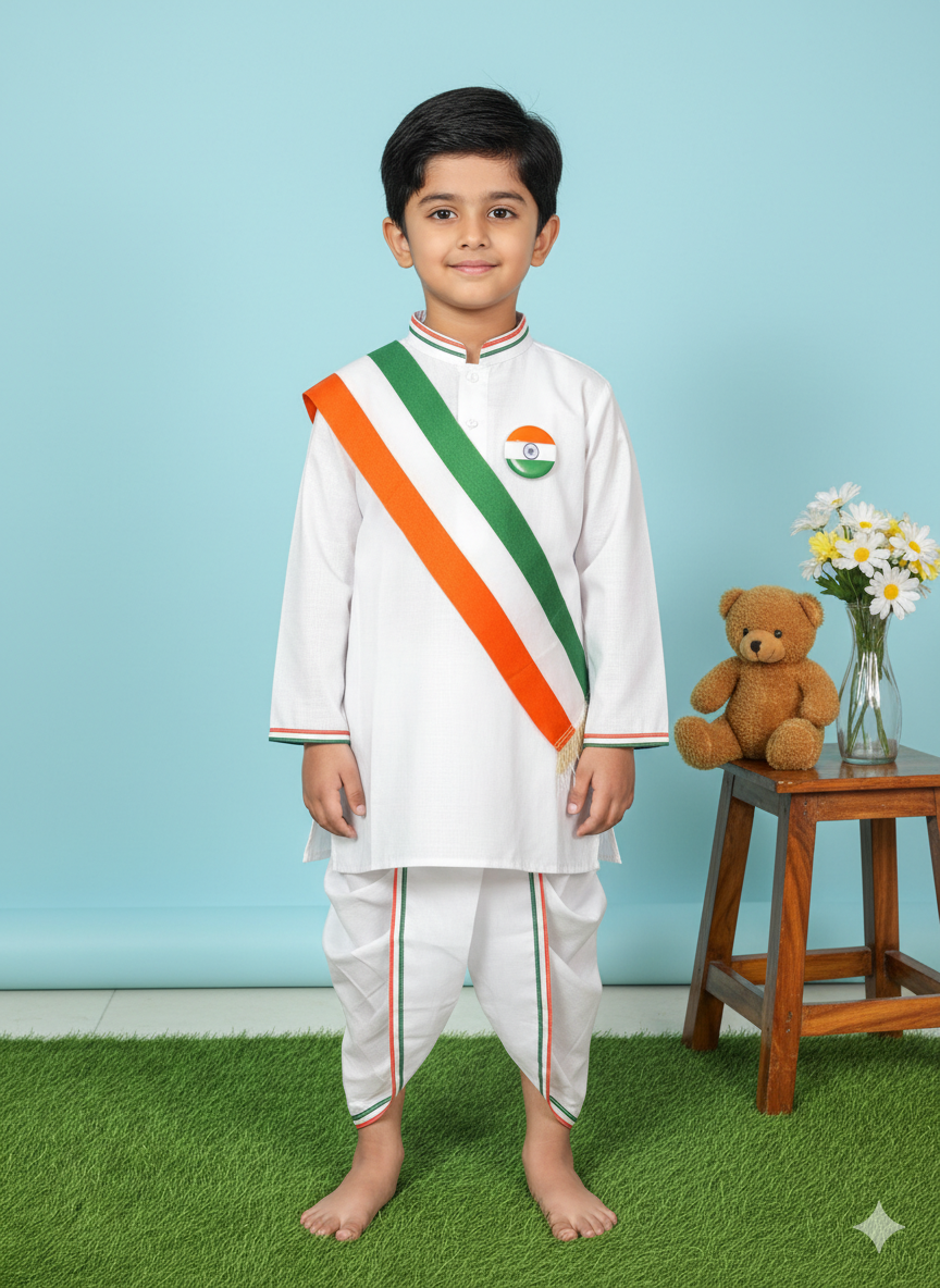 Tricolor Pride Kurta Dhoti Set