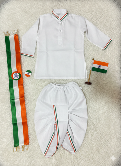 Tricolor Pride Kurta Dhoti Set
