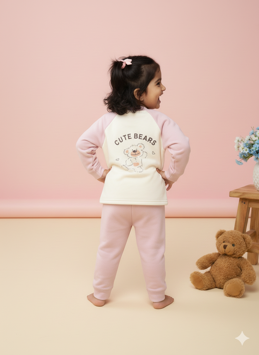Baby Bear Cozy Fleece Suit – Pretty Pink