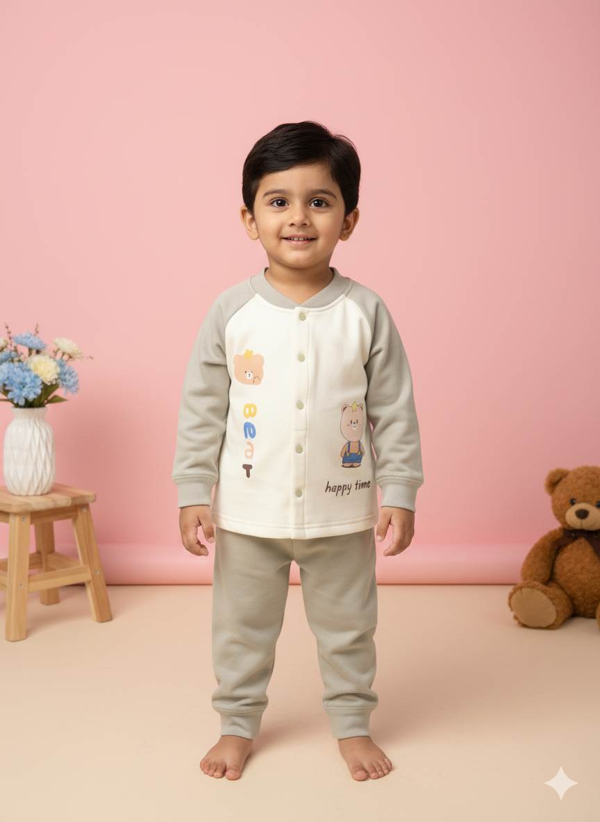 Baby Bear Cozy Fleece Suit – Gentle Green Glow