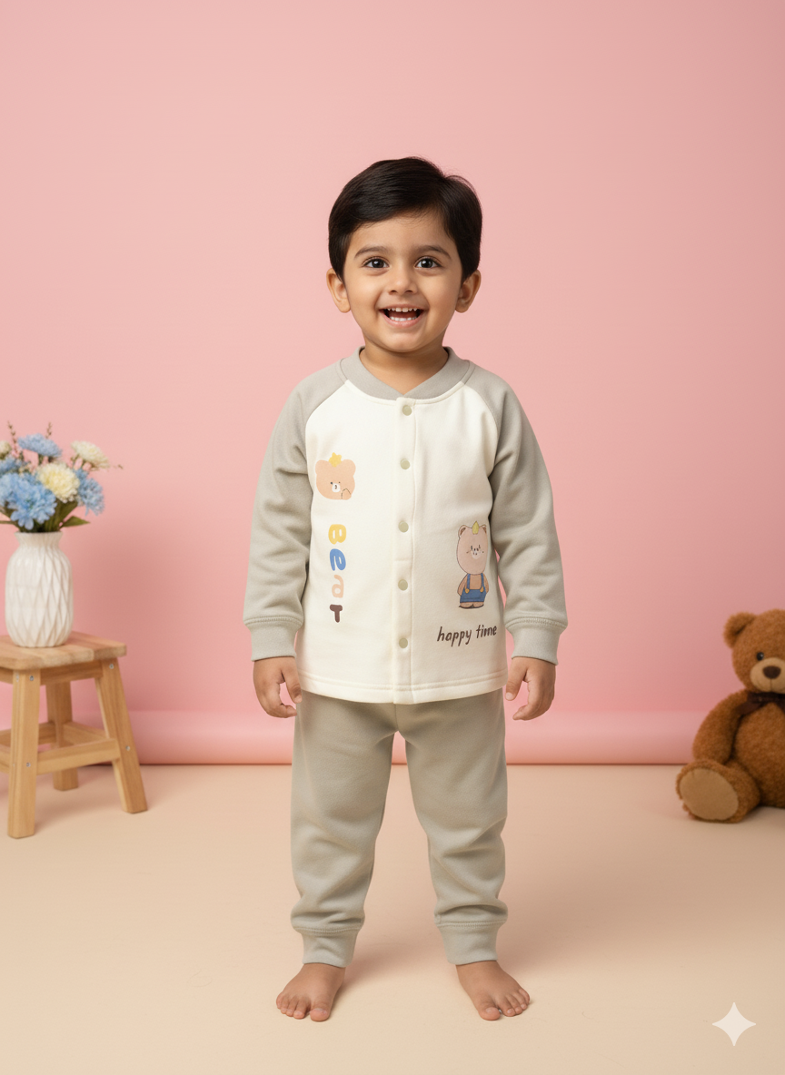 Baby Bear Cozy Fleece Suit – Gentle Green Glow