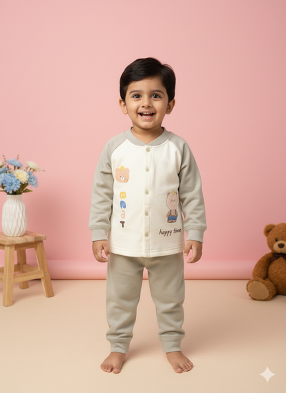 Baby Bear Cozy Fleece Suit – Gentle Green Glow