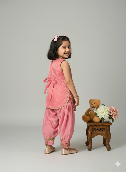 Girls' Fendi Silk Embroidered Salwar Kameez