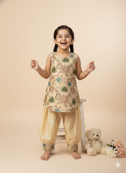 Girls' Fendi Silk Embroidered Salwar Kameez