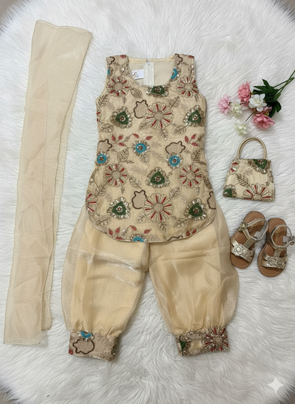 Girls' Fendi Silk Embroidered Salwar Kameez