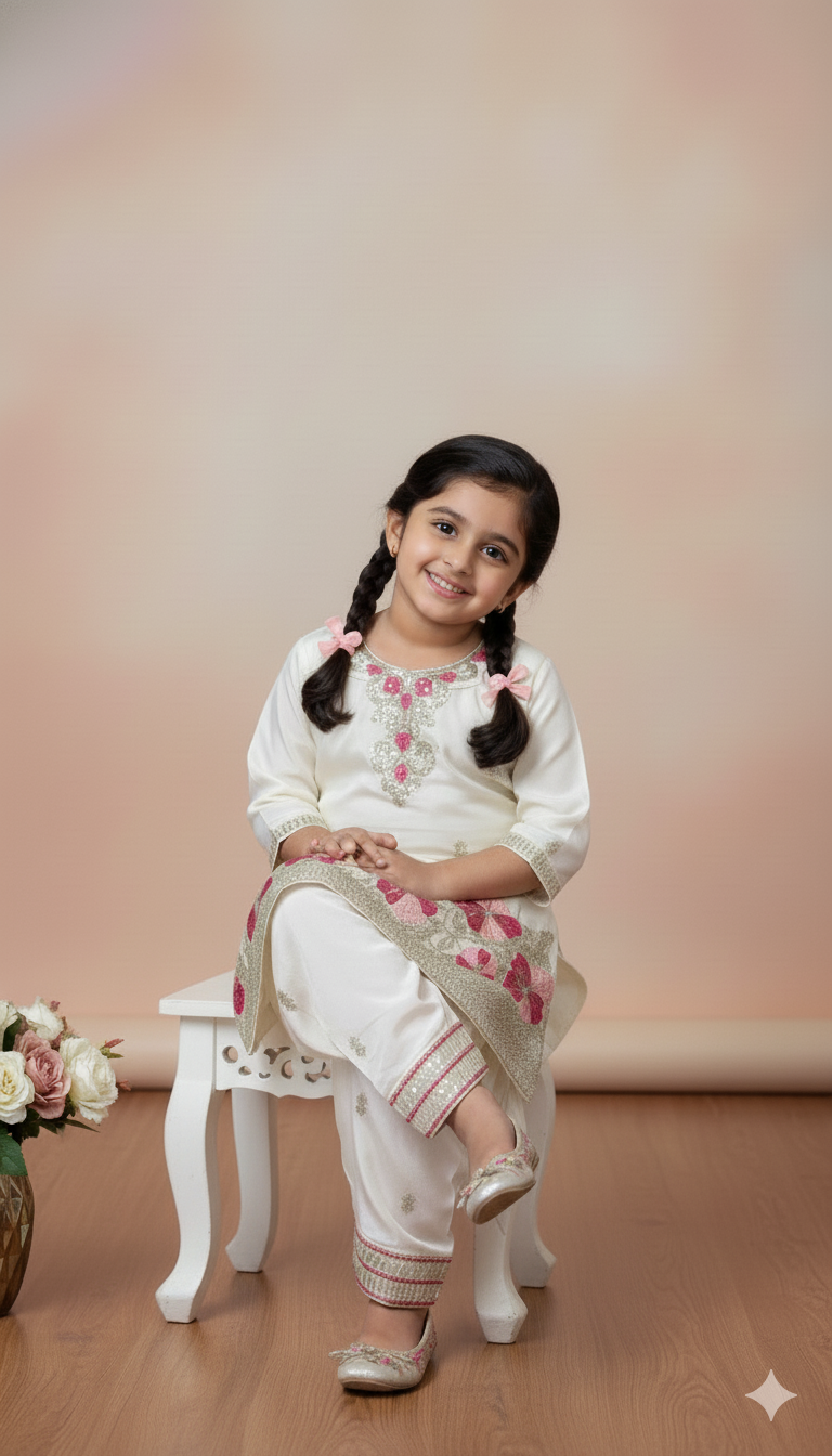 Ivory Blossom Embroidered Patiala Set