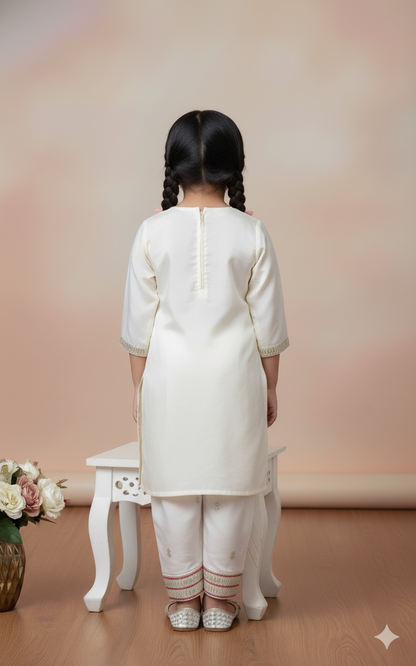 Ivory Blossom Embroidered Patiala Set