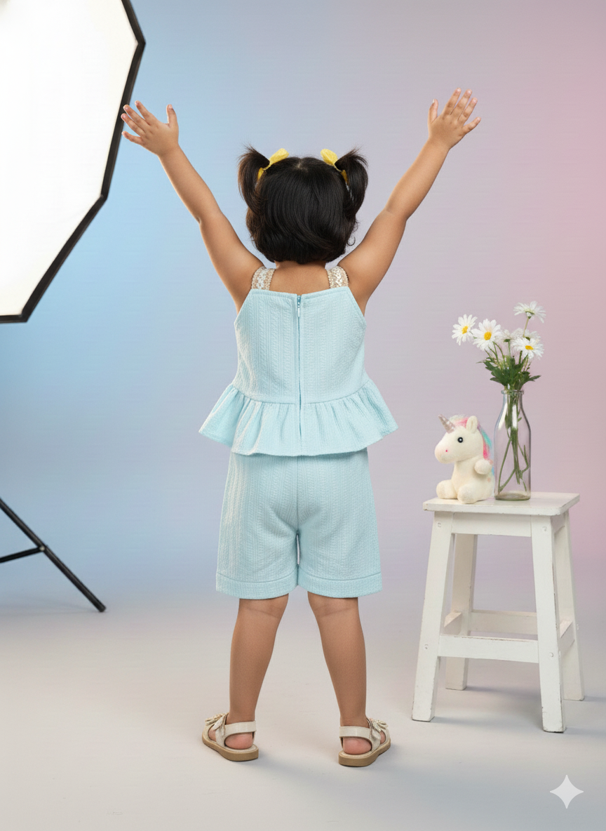 Kid's Star Peplum Top & Shorts Set