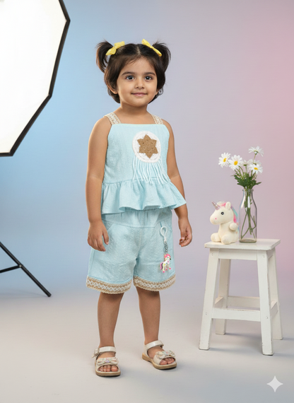 Kid's Star Peplum Top & Shorts Set