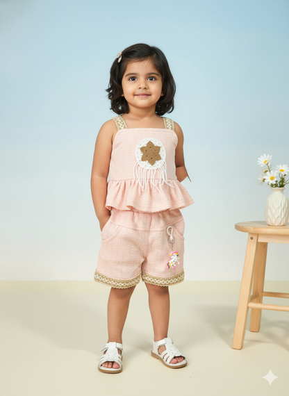 Kid's Star Peplum Top & Shorts Set