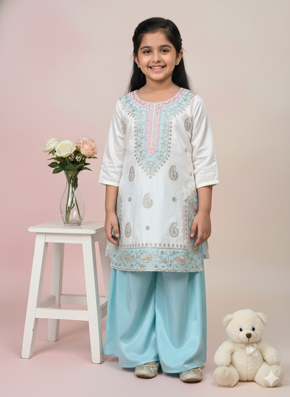 Kids' Premium Lucknowi Style Kurti and Sharara Set