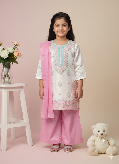 Kids' Premium Lucknowi Style Kurti and Sharara Set