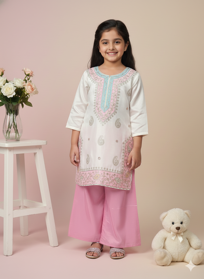 Kids' Premium Lucknowi Style Kurti and Sharara Set