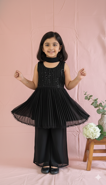 Midnight Sparkle Black Kurti Set