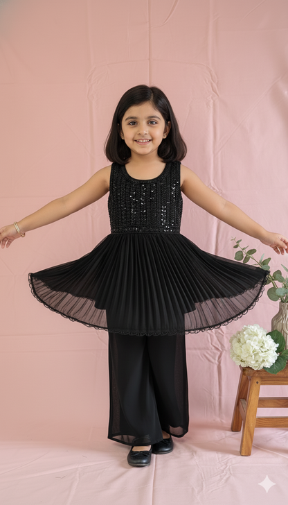 Midnight Sparkle Black Kurti Set