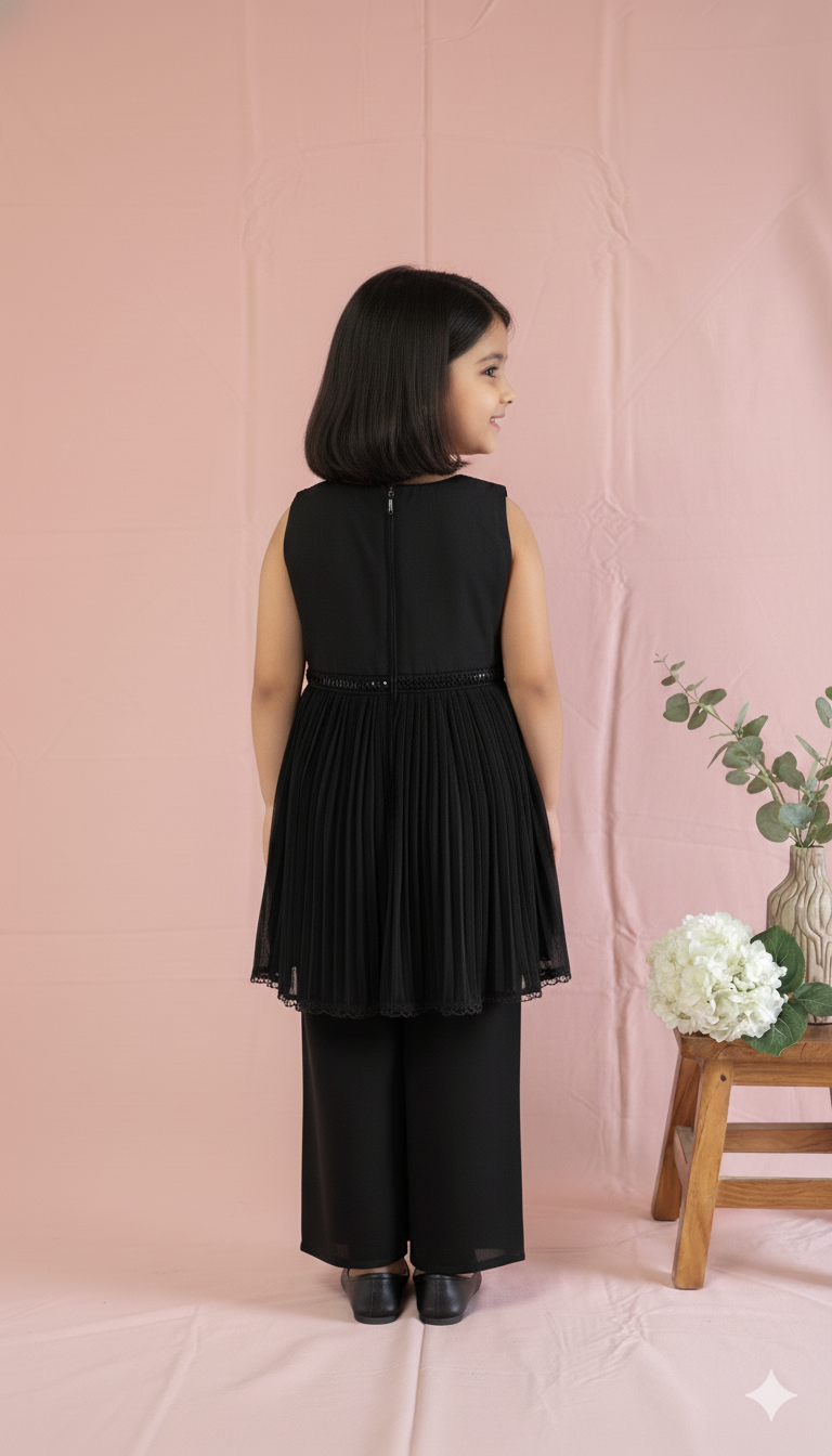 Midnight Sparkle Black Kurti Set