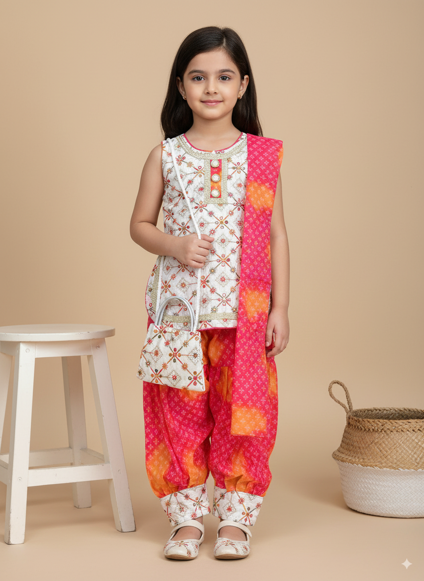 Pink Pearl Patiala Set