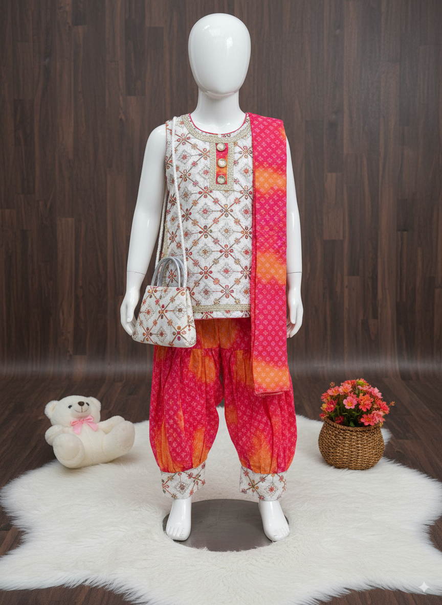 Pink Pearl Patiala Set