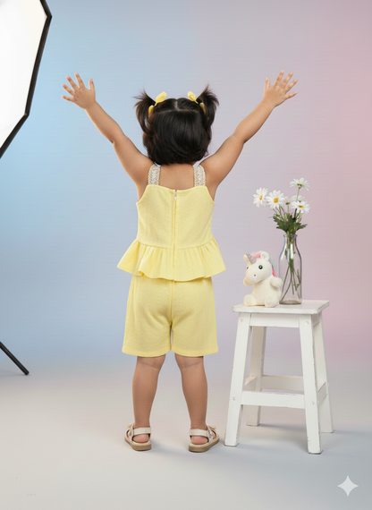 Kid's Star Peplum Top & Shorts Set