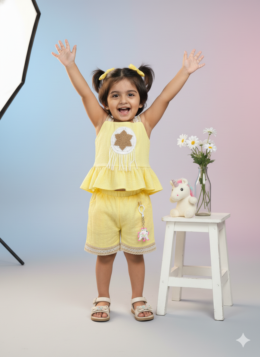 Kid's Star Peplum Top & Shorts Set
