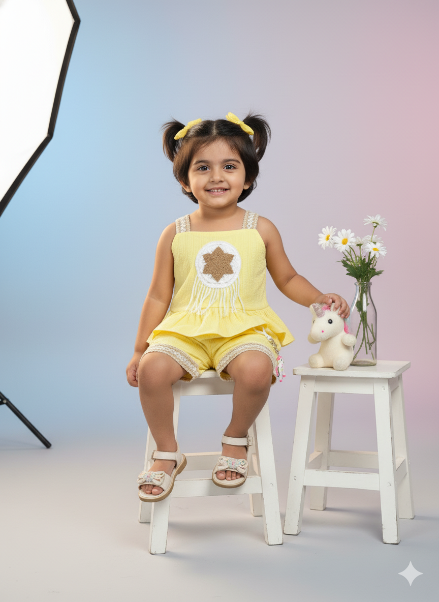 Kid's Star Peplum Top & Shorts Set