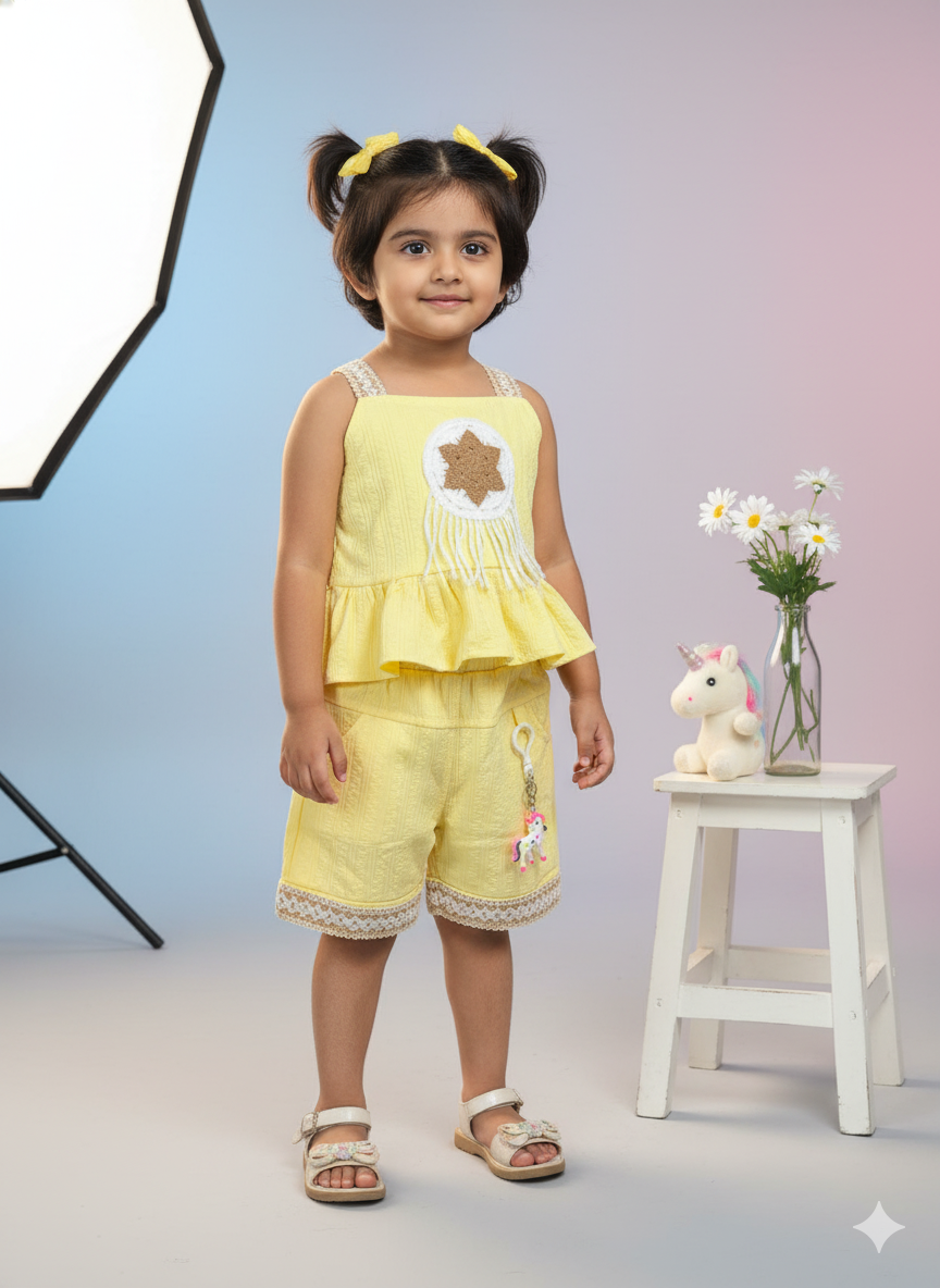 Kid's Star Peplum Top & Shorts Set